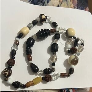 Elegant Black and Cream Beaded Necklace